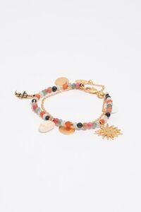 Pulseira dobre sol e l&uacute;a dourado cepillado