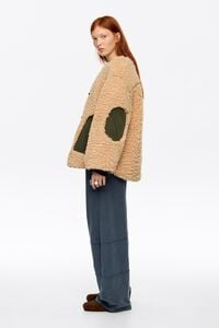Camel fur coat with hook-and-eye clasps