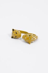 Gold double panther head ring