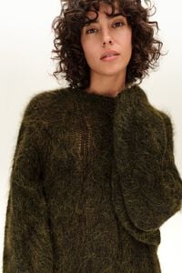 Sweter moher oversize ciemny khaki