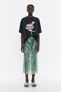 Falda lentejuelas midi verde