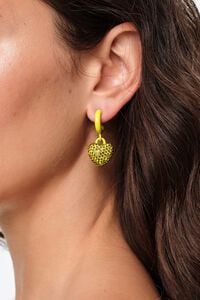 Silver hoop earrings with lime crystals heart