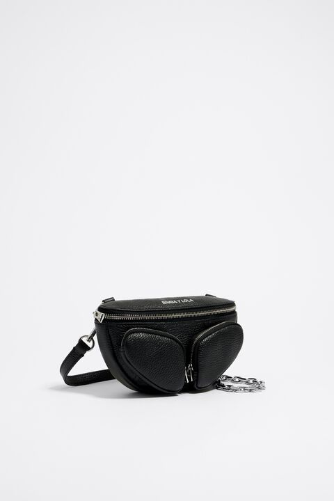 XS black leather Pocket bumbag