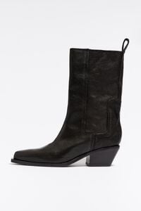 Black leather cowboy boot