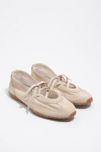 Bone-colored suede and nylon 13 10 sporty ballerina