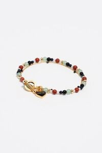 Gold-tone double-layer heart logo chain and stones bracelet