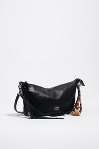 Medium black leather trapecio bag