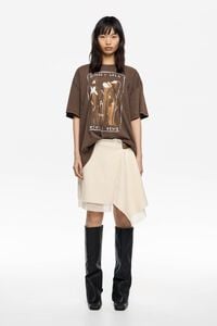 Off-white wool wrap mini skirt