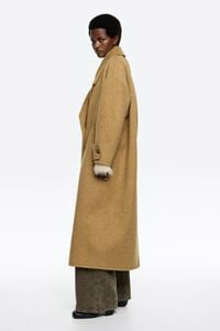 Ocher double-face maxi lapel long coat
