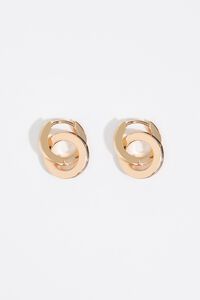 Medium black logo double hoop earrings