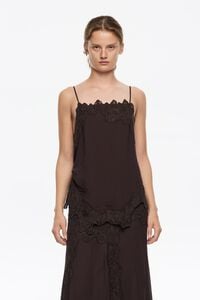 Dark brown fluid lace dress