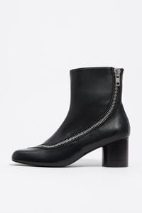 Black leather ankle boot zip
