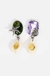 Ohrringe Glassteine und Perlen mit Muscheln
