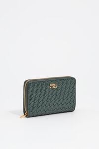 Medium dark green plaited zip wallet
