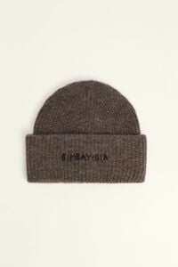 Taupe wool blend knit hat