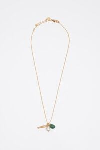 Aged gold necklace with fish and stone