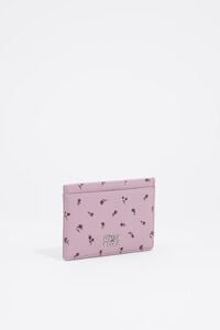 Mauve tulip mini leather card holder