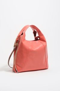 Medium coral leather Paper bag