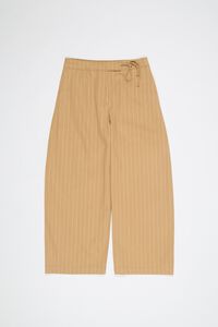 Ochre striped ankle-length barrel trousers