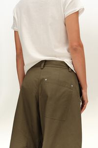 Khaki brown cotton ankle length trousers