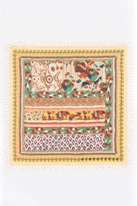 Yellow ikat flower patchwork shawl
