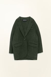 Khaki tailored double-face double-breasted coat