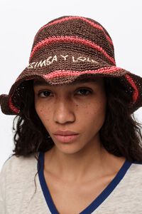 Raffia-effect hat brown