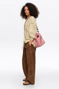 Medium pink leather Paper bag