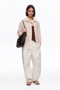 Camiseta tirantes lino lavado marr&oacute;n