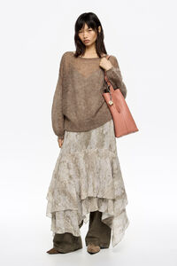 Taupe Snake asymmetric pleated dress