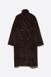 Brown midi faux fur coat