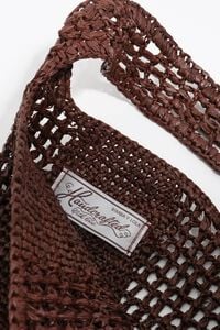 Large plaited raffia bag in walnut