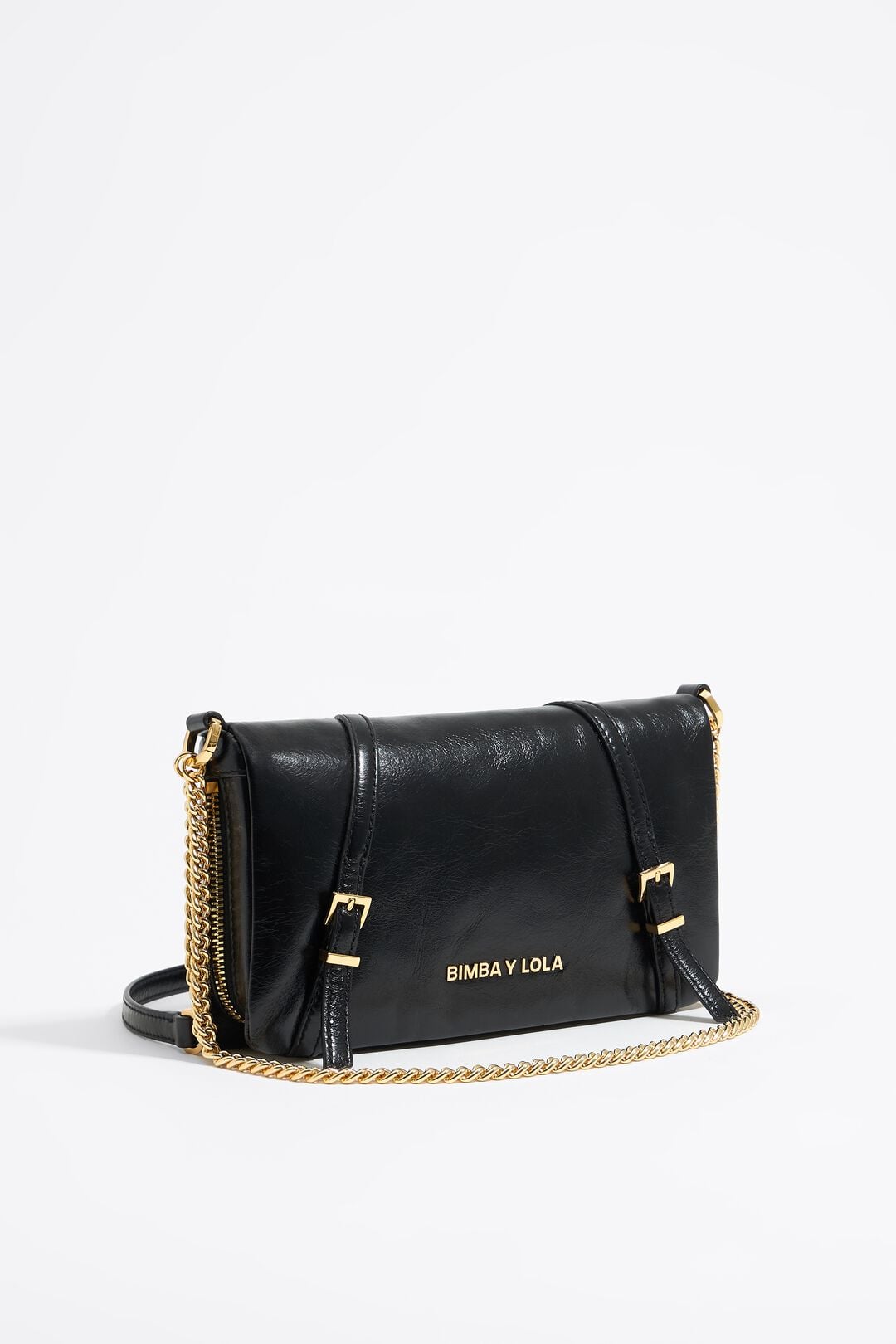 Bimba Y Lola 黒ナイロン×ゴールドショルダーバッグチェーン