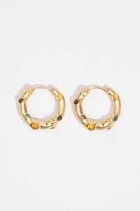 Hoop earrings with topaz crystals and gold-textured metal