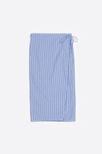 Straight blue striped sarong skirt