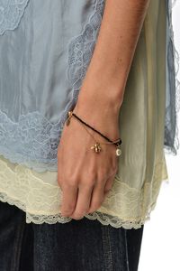 Gold double-chain black crystals bee bracelet