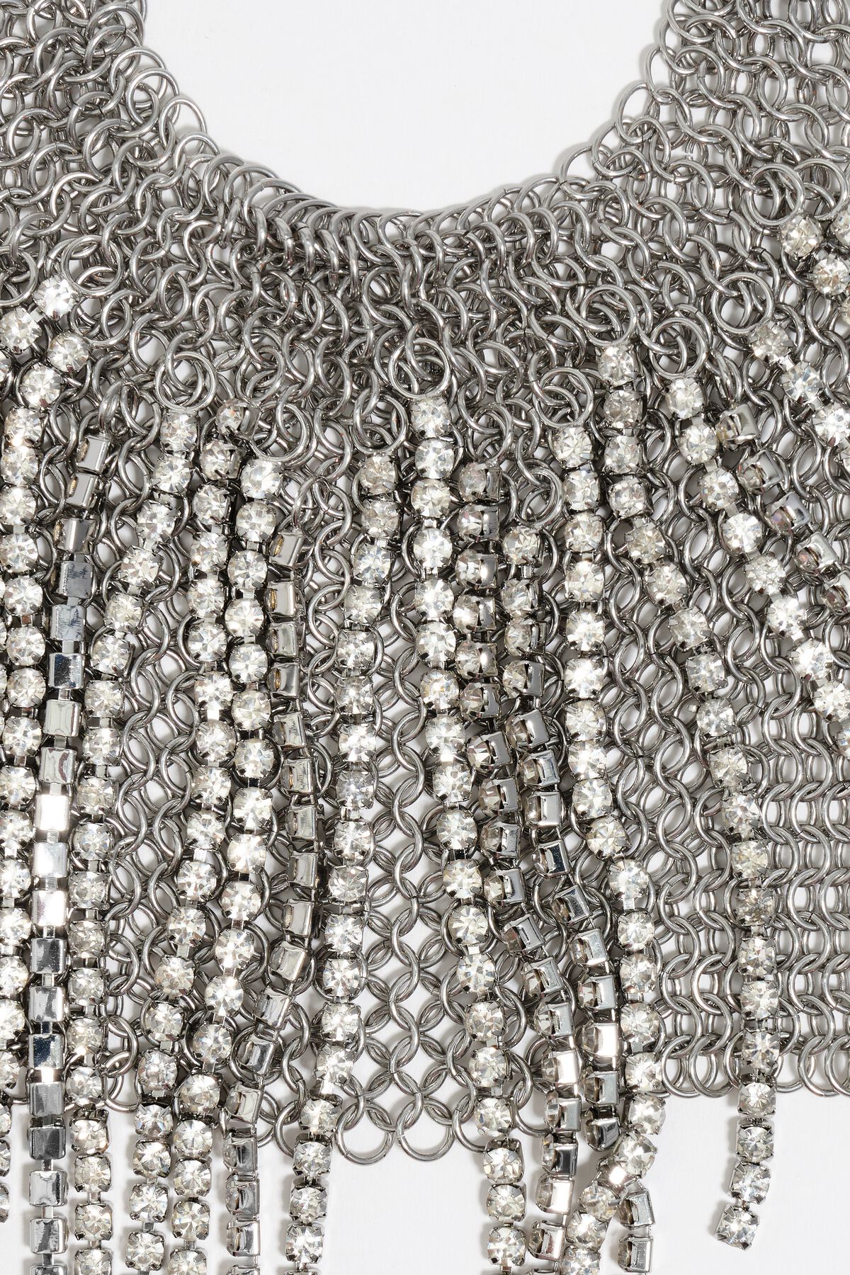 Tobillera malla plateada y cristales