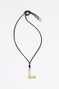 Collar letra L cord&oacute;n dorado mate