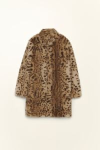 Dark olive Leopard fur coat