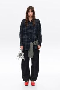 Navy checked linen shirt