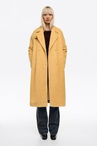 Yellow fur tailored coat