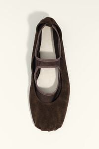 Dark brown suede and tricot ballerina