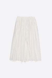 Falda fruncida con volumen algod&oacute;n blanca