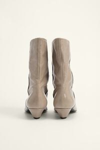 Grey Leather Heeled Ankle Boot