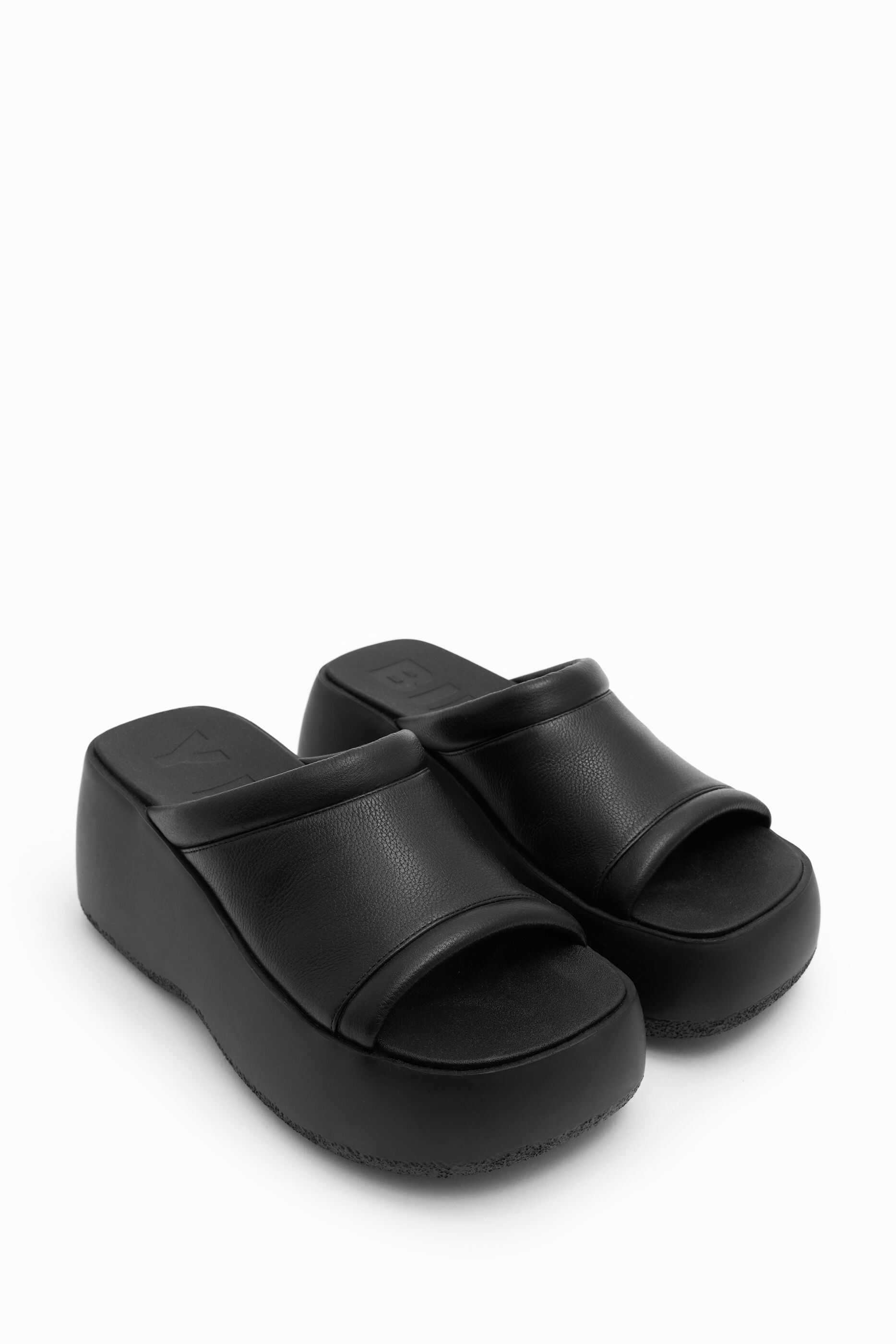 black leather sandals platform