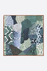 Aquamarine snake design leather patchwork scarf