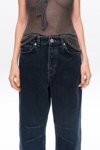 Pantal&oacute;n denim barrel 5 bolsillos azul oscuro