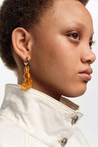 Gold resin rabbit hoop earrings