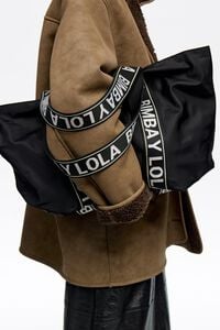 Black nylon maxi shopper bag