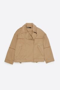 Blus&atilde;o cruzado lavado camel